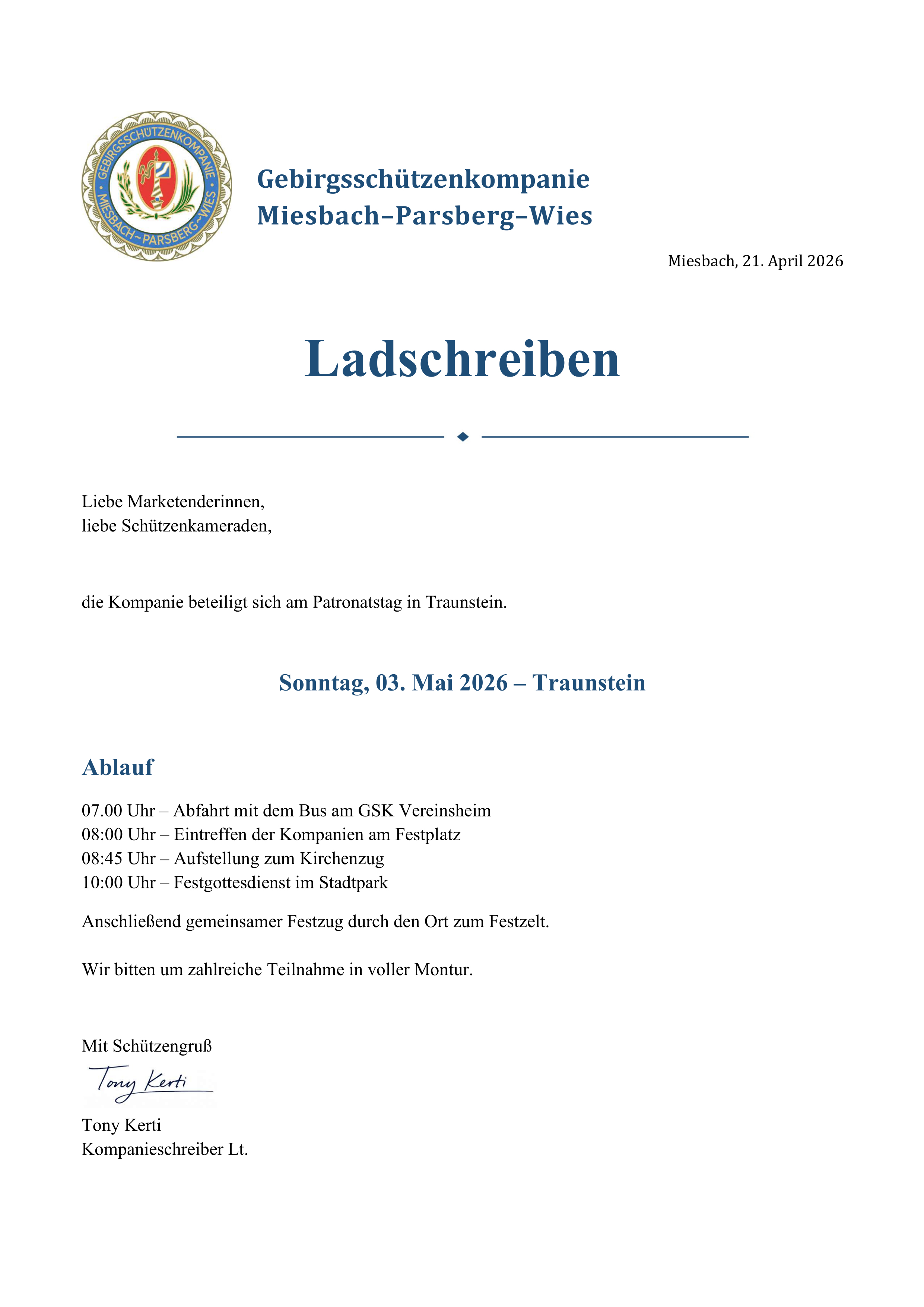 Ladschreiben GSK 2026 Patronatstag X